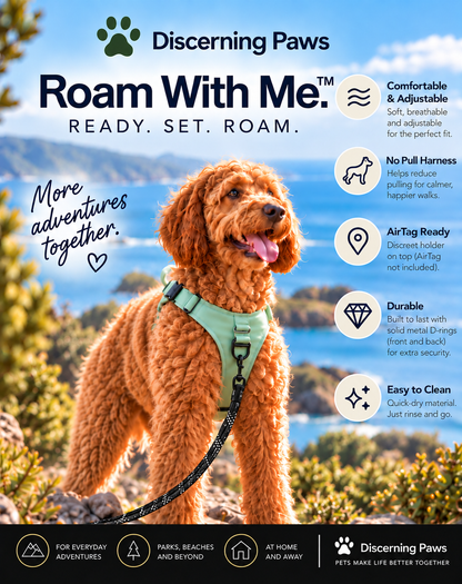 Roam with Me - Dog Harness & Lead Set with Air Tag Holder