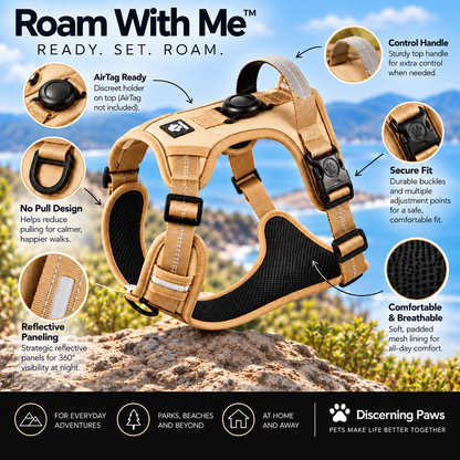 Roam With Me  - Dog Harness with Airtag Holder